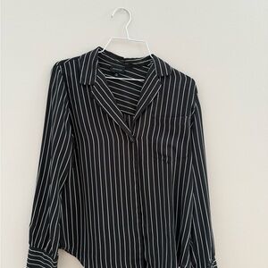 Black and White Striped Women's Top